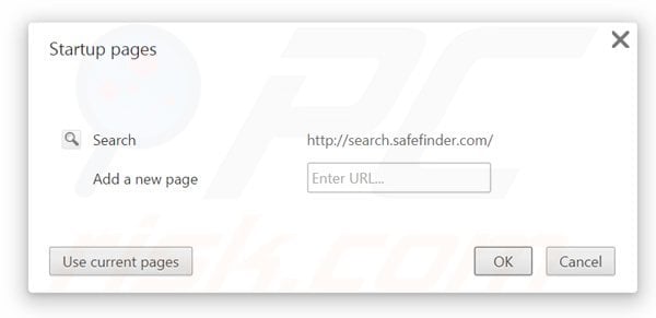Loại bỏ search.safefinder.com khỏi trang chủ Google Chrome